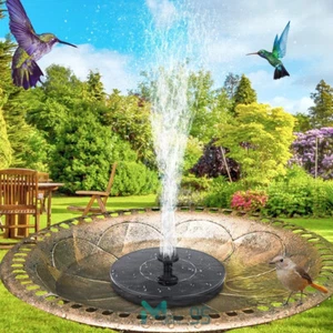 Bird Bath Solar Fountain Powered Water Pump Floating Outdoor Pond Garden Yard - Picture 1 of 12