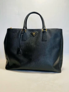 PRADA Maxi Saffiano Leder Double Zip Handtasche Shopper Umhängetasche - Picture 1 of 7