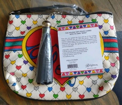 NEW Brighton Love and Joy Canvas Crossbody Bag Multicolor Cute Hearts & Bow  $70 - Image 1 of 3