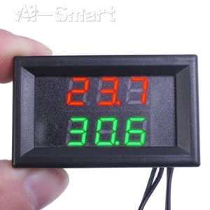 Dual Red LED Display DC4-28V Thermometer w/NTC Metal Probe Temperature Sensor - Picture 1 of 50
