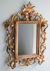Gilt Cast Iron Stand-Up Frame and mirror - Easel French Rococo Style 12" x 9"