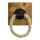 Black Wooden Rope Towel Ring Industrial Wall Mounted Rustic Nautical Hanger
