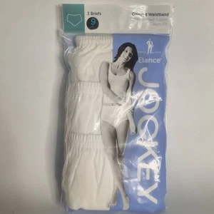 New NIP Women Sz 9 Jockey Elance 3 Pk Breif 100% Cotton Classic Underwear White - Picture 1 of 5