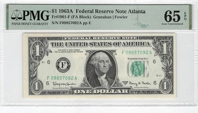 United States 1 Dollar 1963 Fr-1901-F PMG 65 EPQ - Image 1 of 2