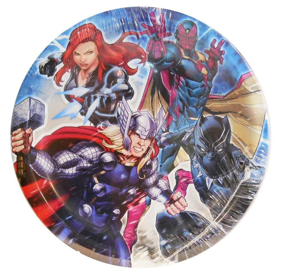 Platos redondos épicos de pastel de postre Marvel Avengers 8 quilates suministros para fiesta de cumpleaños Foto 1 de 1