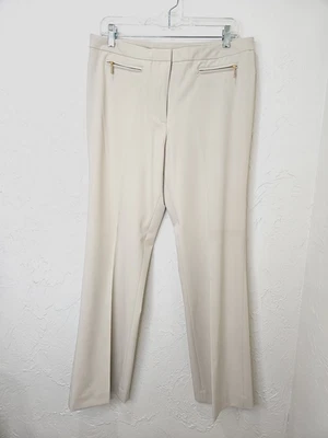 Pantalones Esquineros Casuales Elegante Trabajo tiro Medio Pierna Ancha Beige Talla Mujer 12 Foto 1 de 4