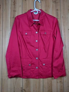 Laura Ashley Jacket Womens M Hot Pink Soft Stretch Lined Barbie Pink Stretch - Picture 1 of 14