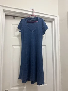 American Eagle Soft & Sexy Size XS Blue Denim V Neck Choker Dress - Picture 1 of 11