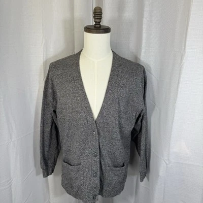 Suéter Gap Vintage Años 90 Para Hombres L Gris Cárdigan Tejido Algodón Bolsillos Preppy Academia Foto 1 de 4