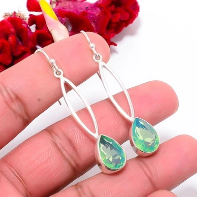 Aqua Milky Opal Handmade 925 Sterling Silver Earring 2.15 Sku8, Christmas Gift - Image 1 of 4