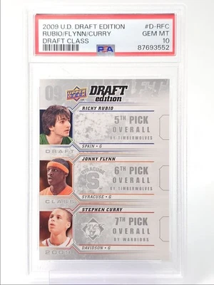 RICKY RUBIO STEPHEN CURRY 2009-10 UD DRAFT EDITION DRAFT ROOKIE PSA 10 Q5957 - Image 1 of 2