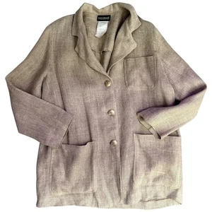 Vintage Harve Benard Burlap Linen Blazer Jacket Womens M Lagenlook Coastal - Picture 1 of 14