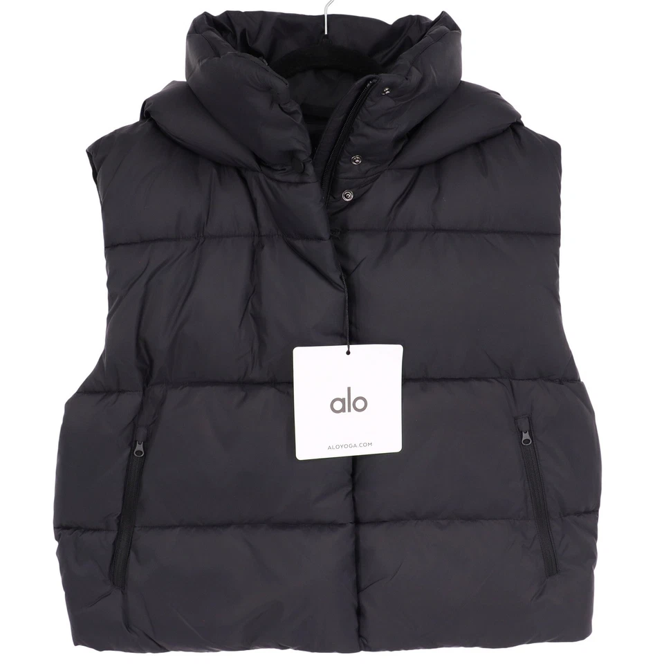 Chaleco acolchado Alo Yoga Gold Rush talla M negro con capucha sin mangas deportivo nuevo con etiquetas Foto 1 de 4