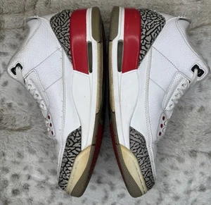 Air Jordan 3 Hall of Fame Retro 2018 White Red Sneakers 136064-116 Size 9.5 Mens - Picture 1 of 10