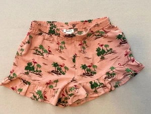 Forever 21 Shorts Girls 9/10 Pink Regular Elastic Waist Flamingo Ruffles Pull On - Picture 1 of 8