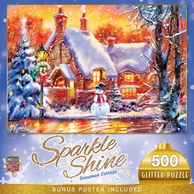 Rompecabezas MasterPieces - Sparkle & Shine - Snowman Cottage 500 piezas brillo Foto 1 de 4