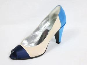 Marc Jacobs shoes satin blue satin peep toe 3 color block 36 US 5.5 - Picture 1 of 6