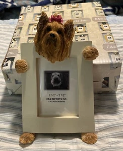 YORKSHIRE TERRIER (YORKIE)  Frame, 3-D,  HAND-PAINTED, 3.5"x2.5" Picture Opening - Picture 1 of 5