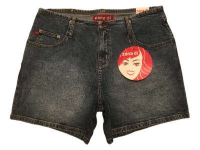 Pantalones cortos de mezclilla de algodón elástico lavado medio azul Zana Di PS0247S4 para mujer talla 16 Foto 1 de 4