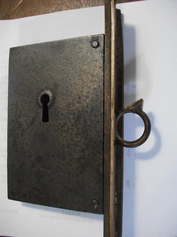 Antique Hopkins Dickinson Female Pocket Door  Lock w/ lift up ring pull Cover