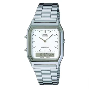 Casio Vintage Quartz White Dial Silver Tone Unisex Watch AQ-230A-7D SD - Picture 1 of 1