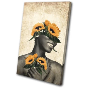 Sunflower Modern Fashion Abstract SINGLE CANVAS WALL ART Picture Print - Picture 1 of 1