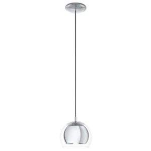 Eglo Rocamar, Lampadario a 1 luce, lampada a sospensione in metallo cromato e ve - Foto 1 di 1