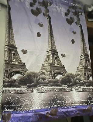 Beautiful Paris Eiffel Tower Duvet Cover Purple & Grey Twin - Photo 1/4