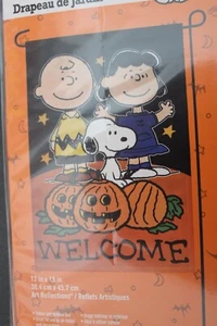 PEANUTS SNOOPY Welcome Halloween GARDEN  FLAG  12"x18" NEW IN PKG Pumpkins - Picture 1 of 1