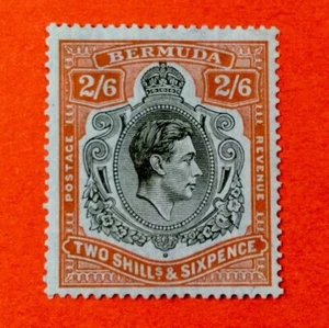 Bermuda Stamp, 1938 K George VI 2s. 6d Black &Red/Grey-blue. SG# 117. MVLH - Picture 1 of 4