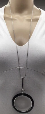 Chico"s Gorgeous银色锤击黑色项链 — 第 1/2 张图片