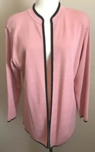 Cárdigan para mujer Marlis Petite M acrílico rosa negro ribete abierto - Imagen 1 de 6