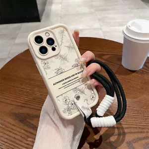 For iPhone Huawei Xiaomi OnePlus Vintage Flower +Hand Strap Phone Case Cover Hot - Picture 1 of 14