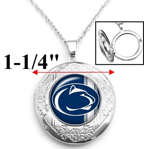 Penn State Lions Womens Sterling Silver Link Chain Necklace & Locket Jewelry D16 Cover