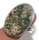 Ocean Jasper 925 Silver Plated Gemstone Handmade Ring US 10 Handcrafted Gift GW