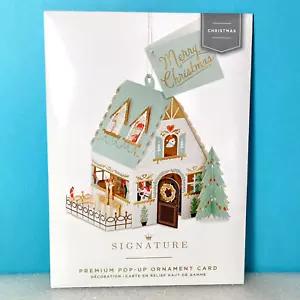 Hallmark Signature Buon Natale pop-up ornamento cartolina casa di Babbo Natale - Foto 1 di 2