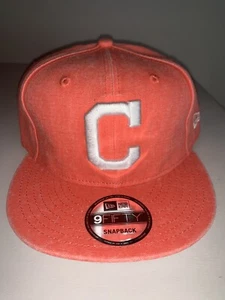 New Era Baseballkappe Mütze Herren Neon Pfirsich Druckknopflasche Cleveland Indians MLB Neu mit Etikett - Bild 1 von 6