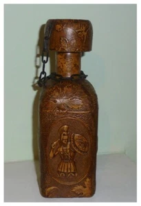 Vintage/Antique Leather Covered/Bound Glass Decanter Bottle ~ 22.5cms - Picture 1 of 2