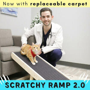 ScratchyRamp - 2 in 1 Cat Scratcher & Ramp - 4 Paw Scratchy Surface, 2 Heights