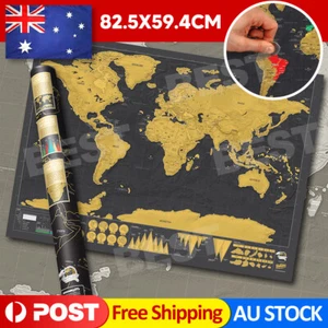 Deluxe Large Scratch Off World Map Personalized Travel Poster Travel Atlas Decor - Picture 1 of 8