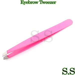 Professional Pink Tweezer Slant Tip Eyebrow Stainless Steel Hair Remover Makeup - Picture 1 of 3