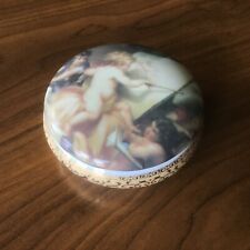Vintage Limoges France Trinket Box 22 K Gold Accents with Putti design on Top