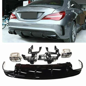 5x Rear Diffuser + Tailpipes + Brackets For 2013-19 Benz W117 CLA250 CLA45 Black - Picture 1 of 12