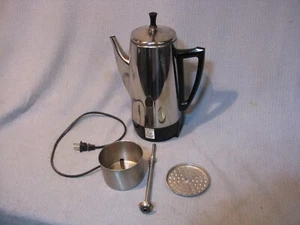 Vtg Presto 12 Cup Stainless Steel Electric Coffee Percolator Pot Model 0281105 - Picture 1 of 11