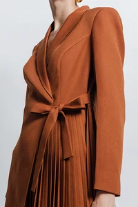 Brown Banana Crepe Collared Neck Blazer Dress Size Small - Picture 1 of 6