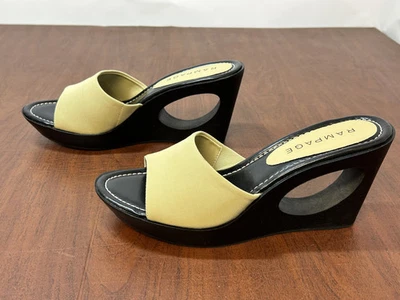 Sandalias de cuña Rampage, negro/beige.Mujer talla 10M (382) Foto 1 de 4