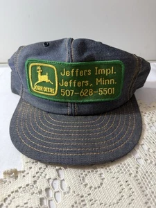 Vintage John Deere Denim Mütze Kappe Hergestellt in den USA MFG Co. Trucker Snapback Händler - Bild 1 von 6