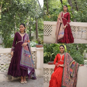 Nuevo traje indio Plazzo Salwar fiesta paquistaní diseñador semi cosido ropa Kameez - Imagen 1 de 40