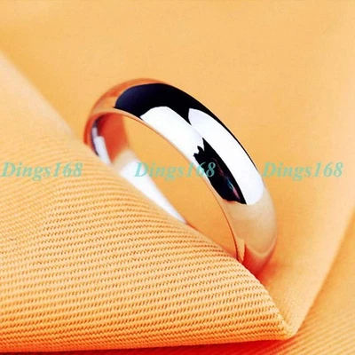 Real 18K White Gold Filled Tarnish-Free 4mm Wide Simple Band Ring Size 6-12 E253 - Image 1 of 3