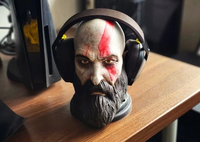 God of War Kratos Headphone Stand – Kratos Bust | Gaming Desk Display - Image 1 of 4